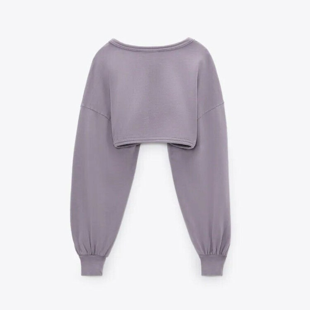 ZARA Lilac Cropped Sweater / Jacket / Bolero  L - Picture 7 of 10